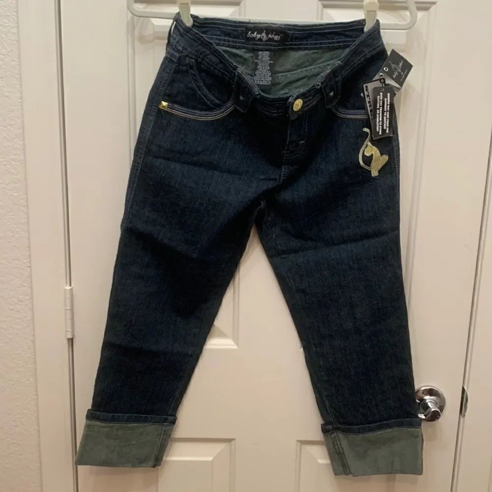 Baby Phatย Girlz 10 Rolled Leg GoldโEmbroider And Hardware 5 Pockets RamiโCotton